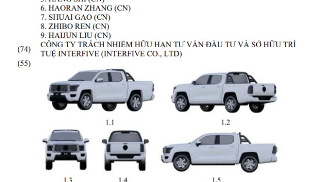 Hàng loạt xe bán tải Trung Quốc được đăng ký kiểu dáng công nghiệp tại Việt Nam